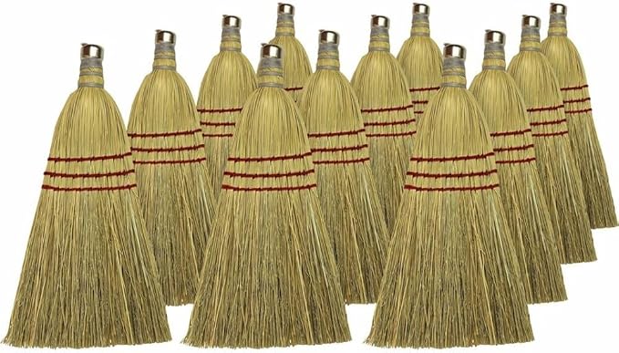 Genuine Joe Whisk Broom, Metal Hang Ring, Natural, 12 Count