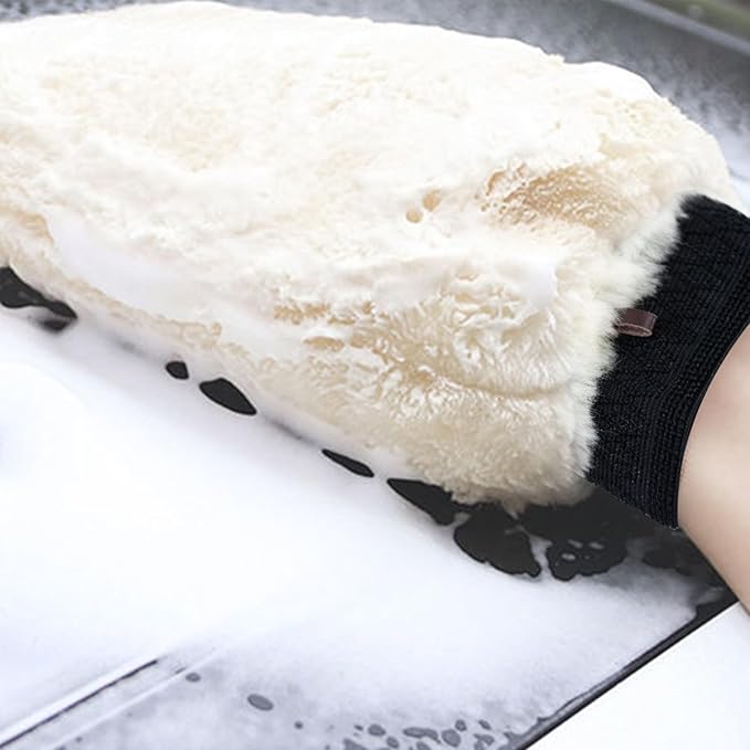 Gracefur Ultra-Soft Lambswool Car Wash Mitt – Scratch-Free & Extra Large Sheepskin Washing Glove for Cars, Trucks, SUVs, Motorcycles Detailing