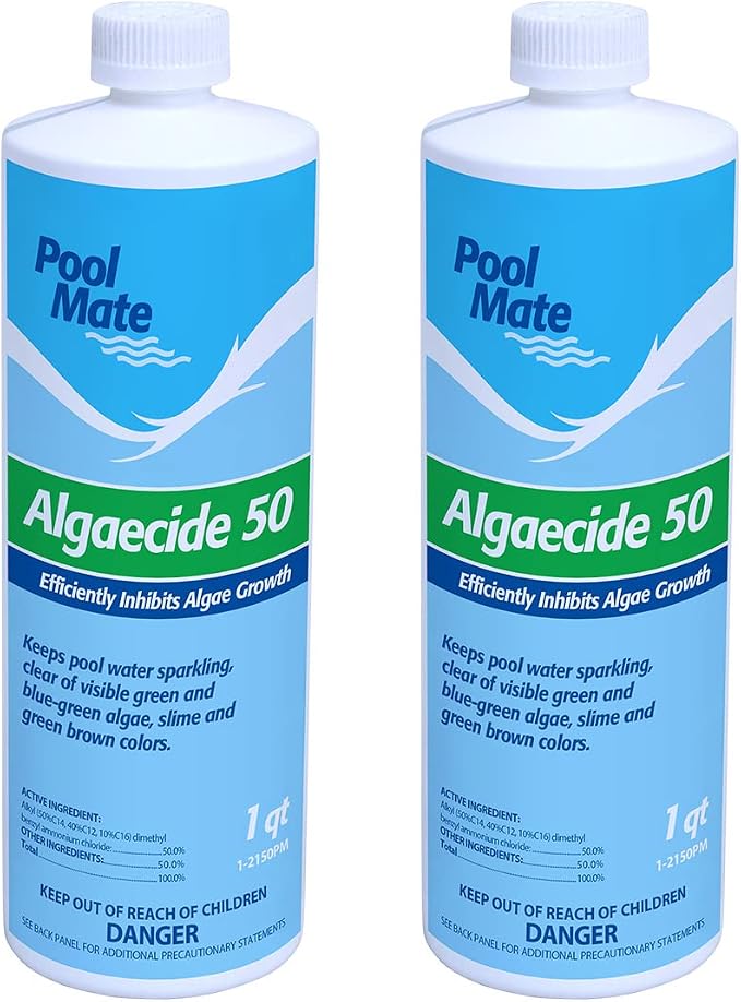 Pool Mate 1-Quart 2-Pack Premium Algaecide 50, Algaecide for Pool, Made in USA