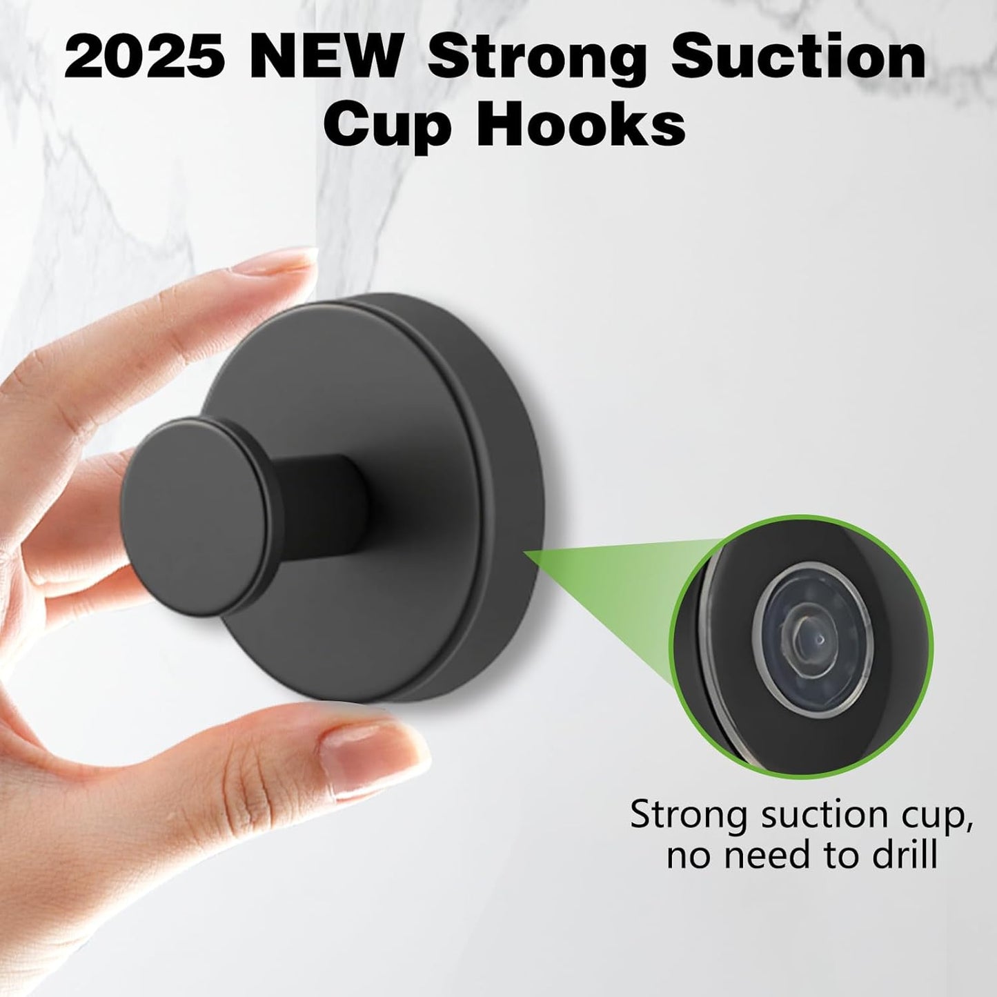 Suction Cup Hooks for Wreaths on Glass, No-Drill Suction Cup Hooks, Wreath Hangers for Front Doors, Metal Towel Hooks for Showers Bathrooms Mirrors (2Pcs Gold)