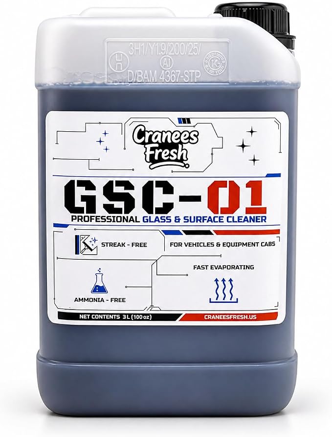 GSC-01 Professional Glass & Surface Cleaner, Streak-Free, Ammonia-Free, Liquid, for Windows, Mirrors & Auto Glass, 100 oz | Bulk Jug