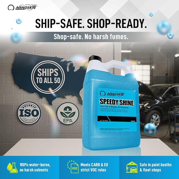 Nanoskin SPEEDY SHINE Exterior Tire & Trim Gel 5 Gallons - Restores and Conditions Faded Tires, Trim, Bumpers and Rubber for Car Detailing | Safe for Cars, Trucks, SUVs, Motorcycles, RVs & More