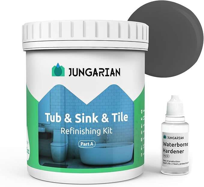 Tub and Tile Refinishing Kit 35oz, Low Odor Countertop Paint, Shower Sink Paint for Bathroom Kitchen, 50-55sq.ft Semi-Gloss Iron Ore
