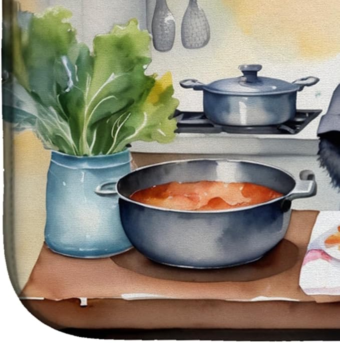 Caroline's Treasures DAC6320DDM Schipperke The Chef Dish Drying Mat Absorbent Dish Drying Mat Pad for Kitchen Counter Dish Drainer Mat for Countertop, 14 x 21", Multicolor