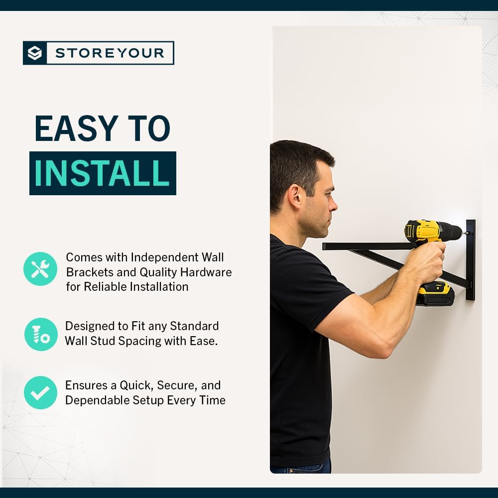 StoreYourBoard 2-Pack Heavy Duty Wall Shelves – Wall-Mounted Garage Storage Shelving and Organization for Sheds, Closets, or Utility Rooms – Holds 200 lbs, 1ft x 2ft, Black