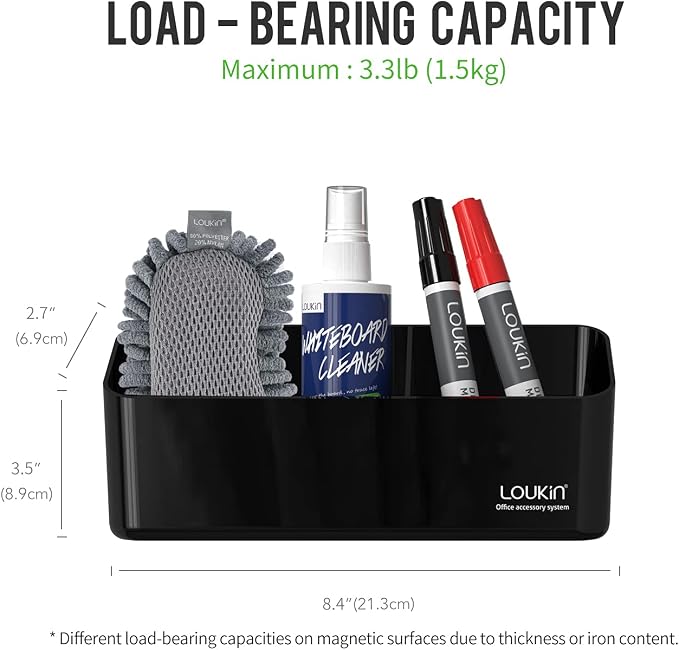 loukin Whiteboard Accessories Bundle | Non-toxic Whiteboard Cleaner Kit (8.5 fl oz) Magnetic and Adhesive Marker Holder (Black) Shag Dry Erase Eraser & Whiteboard Cleaner (3.4 fl oz)