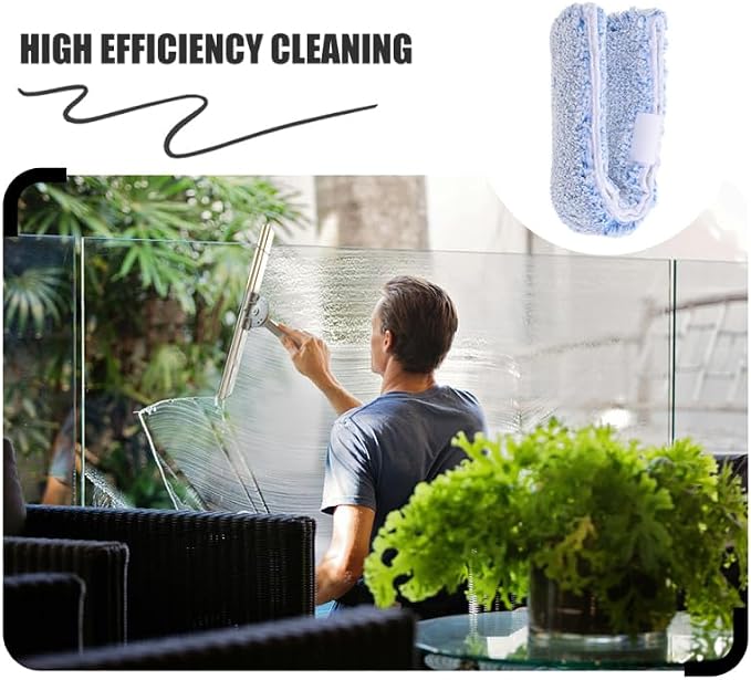Ipetboom Replacement Window Scrubber Pads 4 Pack Reusable Microfiber Window Cleaner Refills for Bathroom Mirrors Tabletops Glass Cleaning 14.17 X 2.75 X 1.57 in