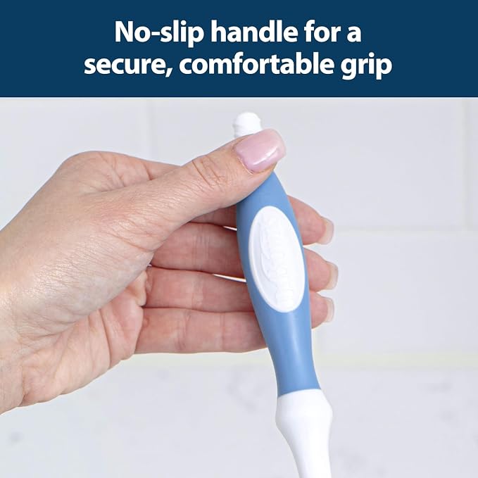 Dr. Brown's Deluxe Bottle Brush for Cleaning Baby Bottles, Nipples, and Sippy Cups with Suction Cup Stand and Vent Brush, BPA-Free, Blue, 3-Pack