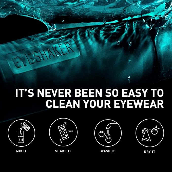 Eyeshaker Set - Patented Glasses Cleaning Device - Bifocals Cleaner with Microfiber Cleaning Cloth - Innovative Eyeglasses Washing Tool for Lenses and Frames - Like at The Optician