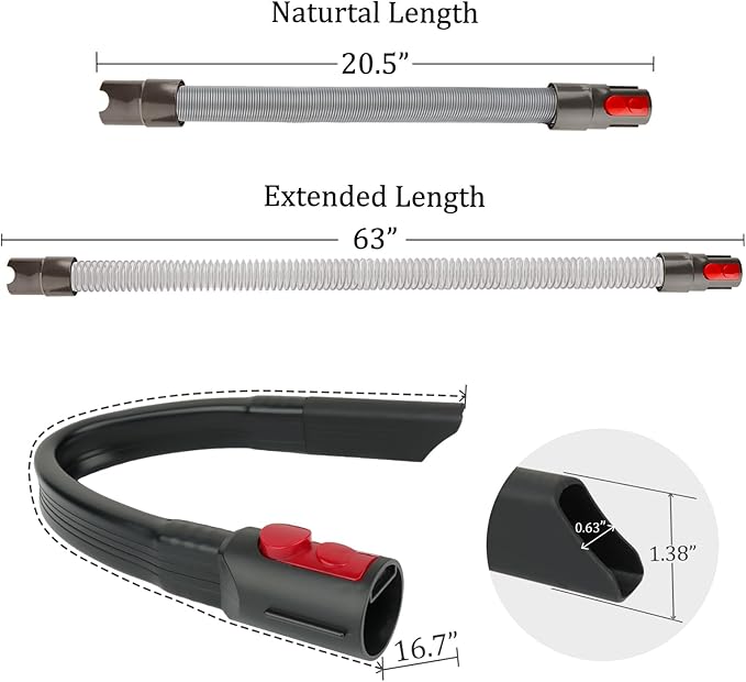 Flexible Crevice Tool and Extension Hose for Dyson Cordless Vacuum Cleaner V15 V15s Gen5 V12 V11 V10 V9 V8 V7 Dryer Vent Cleaner Kit and Car Detailing Attachments