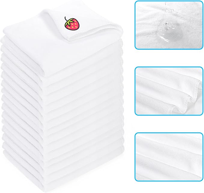 WUWEOT 15 Pack Sublimation Blank Towels, 16 x 24 Inch DIY Microfiber Kitchen Towel, White Soft Bathroom Towels, Easy to Clean Multi Purpose Dish Towel for Cleaning and Decoration
