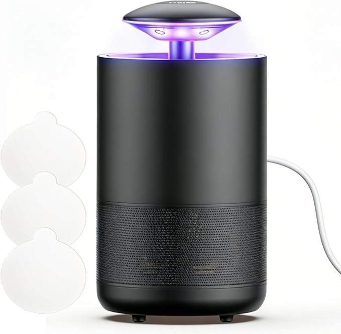 Fly Trap Indoor Mosquito Flying Insect Trap Automatic Electric Fly Catcher Fan Powered Gnat Catcher with 3 Sticky Boards, for Kitchen, Living Room, Dining Room, Yard, Swimming Pool, Picnic or Camping