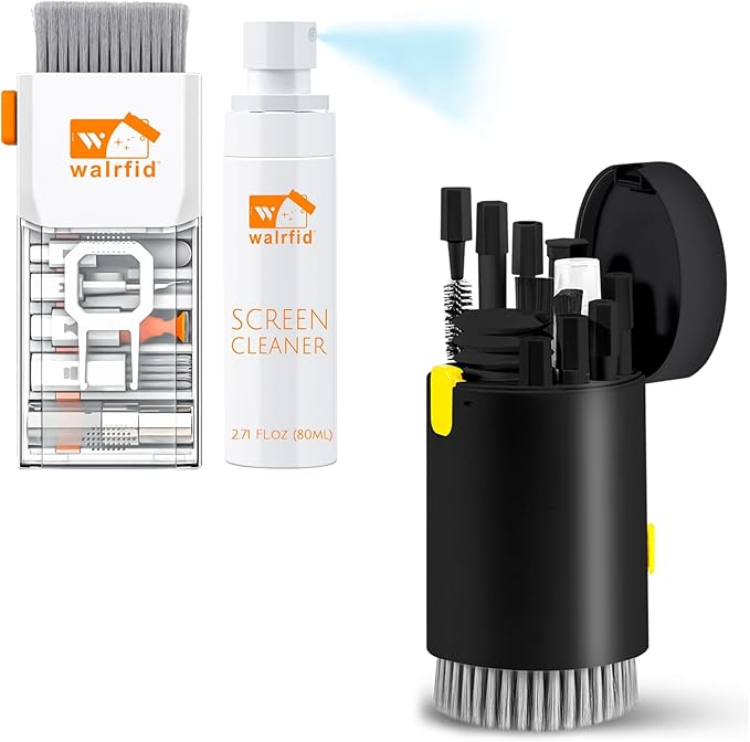 walrfid 20-in-1 Computer Keyboard Cleaner Kit, Laptop Screen Cleaning Spray for iPhone AirPods Cell Phone MacBook iPad Pro, 15-in-1 Electronic Clean Brush Tool for Earbuds iPod PC Monitor TV Earphone
