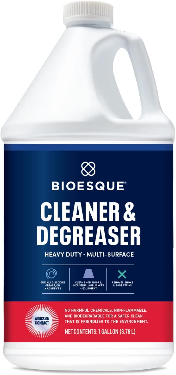 Bioesque Heavy Duty Multi-Surface Cleaner & Degreaser Concentrated Professional Formula, 1 Gallon (Pack of 4)