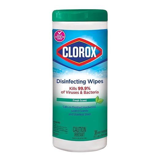 Clorox 01593CT Disinfecting Wipes, 7 x 8, Fresh Scent, 35/Canister (Case of 12)