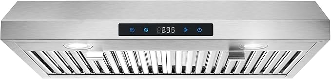 SNDOAS Range Hood 30 Inch Under Cabinet,Ductless Range Hoods with Touch Control,3-Venting Kitchen hood,Stainless Steel Vent Hood,Under Cabinet Range Hood 30 inch,Hood Vents for Kitchen 3 Speeds