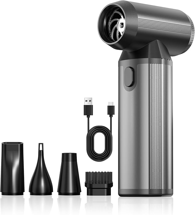Electric Air Duster, 180000RPM Super Power Cordless Air Duster with LED Light, 3-Gear Adjustable Mini Blower with Fast Charging, Dust Blower for Cleaning Computer, Keyboard, Car, House and Outdoor