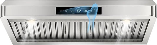 30 inch Under Cabinet Range Hood 1200 CFM with 4-Speed Gesture Sensing & Touch Control, Stainless Steel Kitchen Stove Vent Hoods with 2 LED Lights, Time Setting, Dishwasher-Safe Baffle Filters