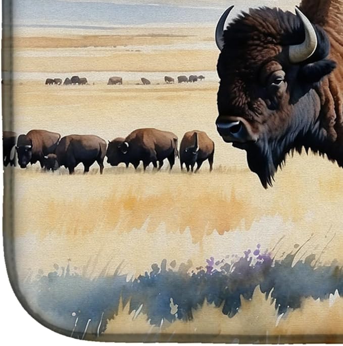 Caroline's Treasures Prairie Bison Dish Drying Mat Absorbent Dish Drying Mat Pad for Kitchen Counter Dish Drainer Mat for Countertop, 14 x 21", Multicolor