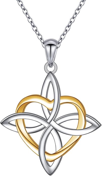 FLYOW 925 Sterling Silver Good Luck Irish Jewelry Celtic Knot Pendant Necklace for Women Birthday Graduation Gift