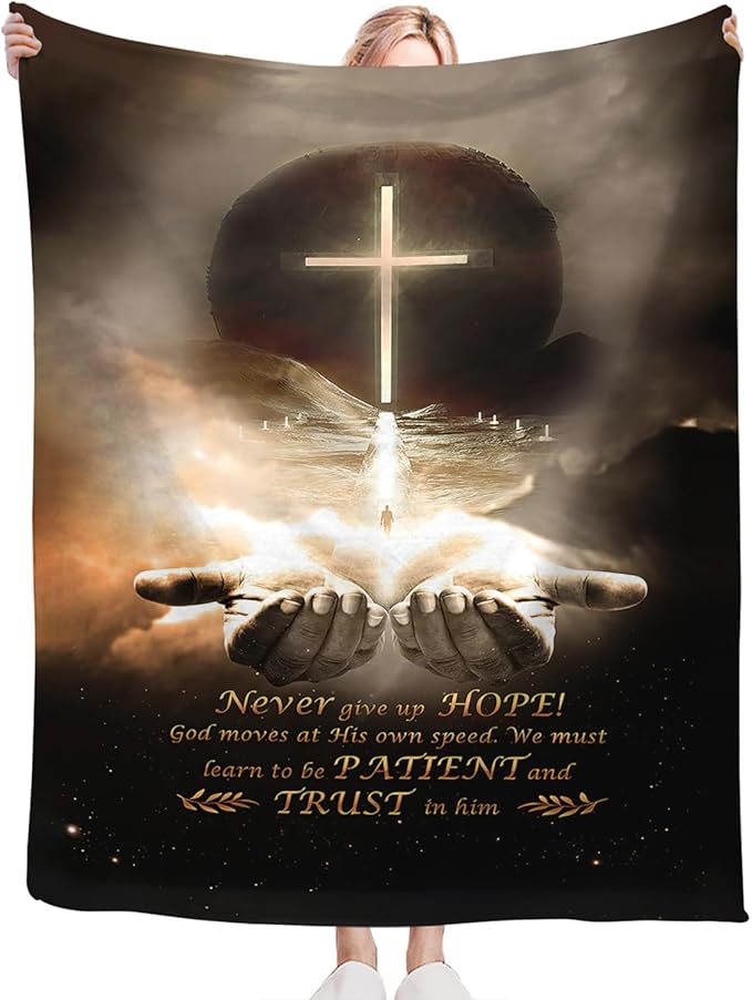 Tijuboni Christian Throw Blanket God Religious Gifts for Women Men Girls Boys Kids Adults Soft Flannel Fleece Blanket for Couch Sofa Bed Home Decor 60"x80"