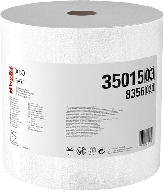 WypAll GeneralClean X50 Cloths Cleaning Wipes (35015), Jumbo, Strong Towels for Extended Use, White (1 Roll of 1,100 Sheets, 1,100 Sheet Total)