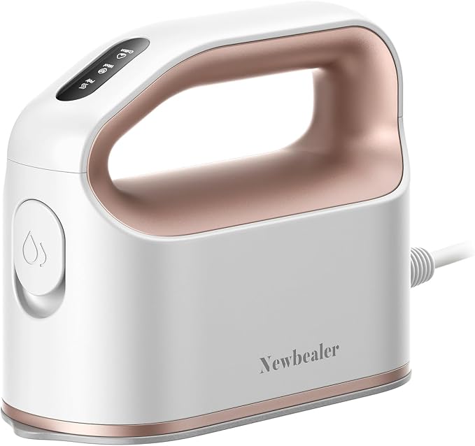 Newbealer Smart Steam Iron 1200W Turbocharged Steam 120V (Gold) | Mini Heat Press, Pro-Grade 3 Steam & 3 Dry Heat Modes, 45s Heat-Up, Auto-Off, Nonstick Ceramic Soleplate, for Home/RV/Hotel