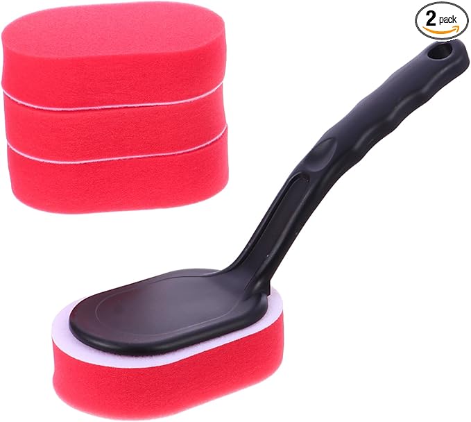 MAGICLULU 10pcs Tire Waxing Brush Kit Replaceable Car Cleaning Applicator Handle for Waxing Polishing and Interior Detailing