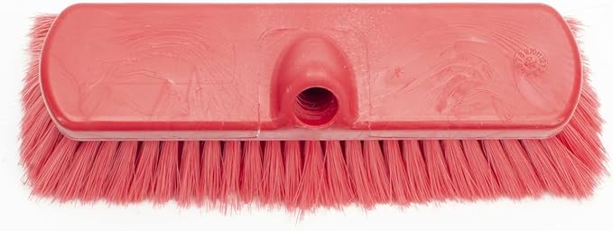 SPARTA 41278EC05 Flo-Thru Plastic Wall Scrub Brush, Equipment Brush With Soft Nylex Bristles For Industrial Kitchens, Hospitals, Commercial Cleaning, 4 Inches, Red