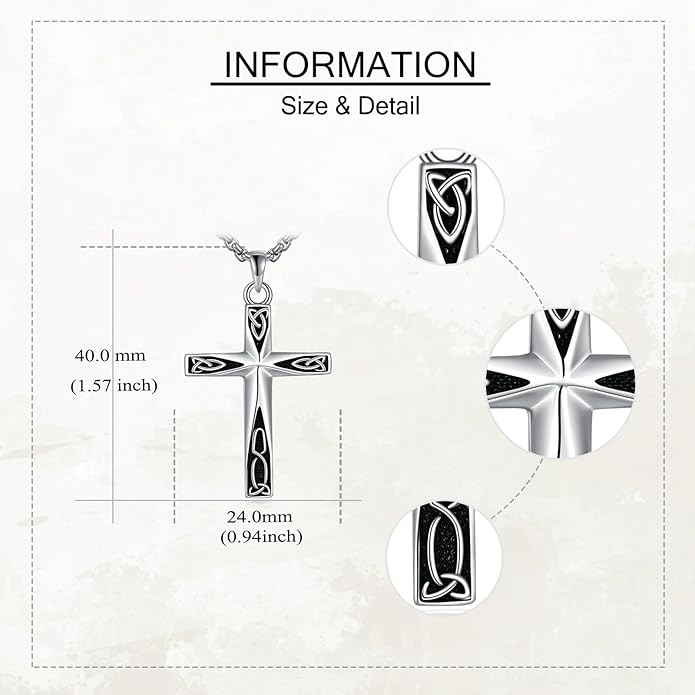 ONEFINITY Religious Cross Pendant Necklace Sterling Silver Origami Cross Pendant Gifts for Women Men Jewelry
