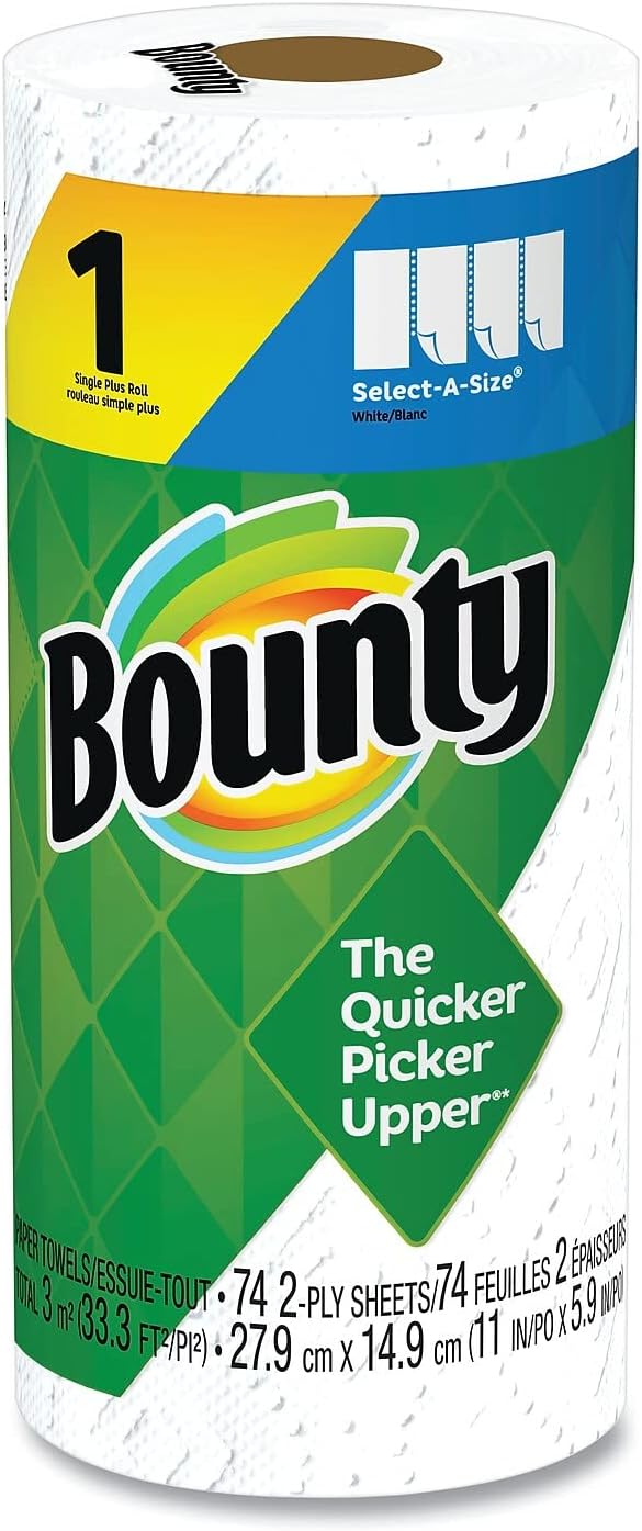 Bounty - Paper Towels - Select-A-Size Paper Towels - 2-Ply - Paper - 19.49" x 15" x 22.64" - Paper - 22.64" x 19.49" x 15" - White