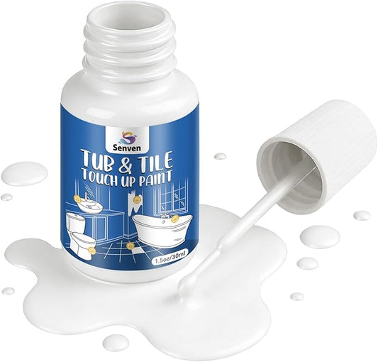 Porcelain Sink White Touch Up Paint, Gloss Tile Paint, Porcelain Repair Kit & Appliance Paint for Chips, Scratches, Cracks Spots on Enamel, Acrylic, Porcelains, Sink, Tubs, Bathtub, Appliances, Metal