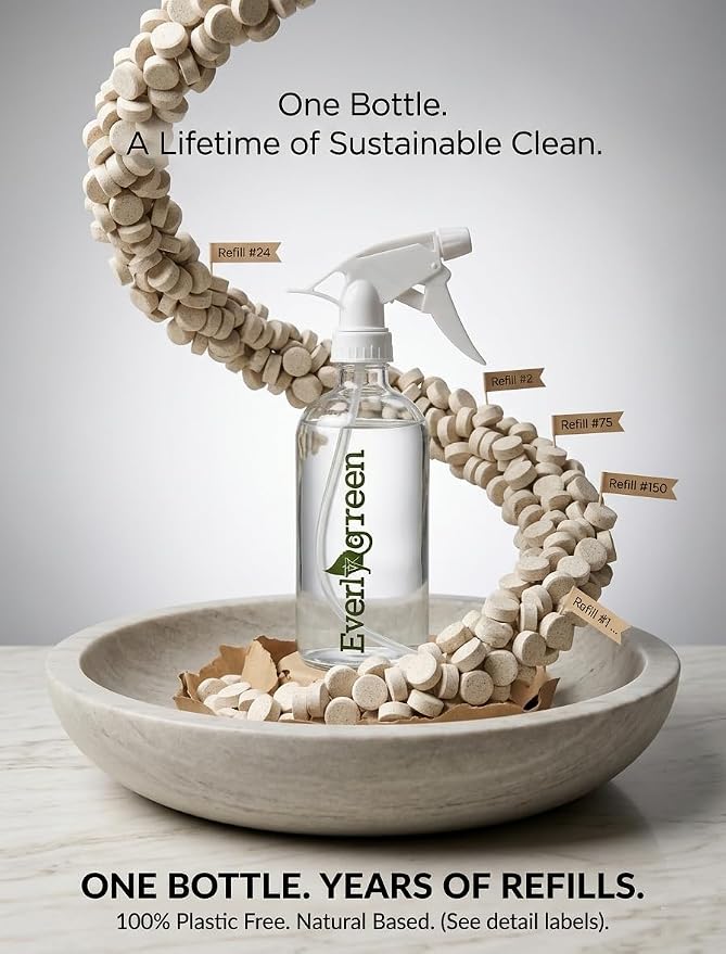Eco Tabs Multi Surface Cleaner Concentrate – All Purpose Cleaner Concentrate Refill Kit Includes 4 All Purpose Cleaner Tablets + Multi Surface Cleaner Spray For Kitchen, Bathroom & Glass