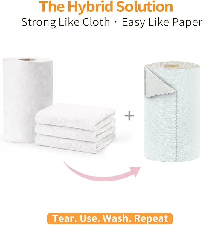 Microfiber Cleaning Cloth Roll, 50-Count Absorbent & Reusable, Streak-Free, Lint-Free, Scratch-Free Towels, Dish Rags for Kitchen, Home, Studio & Surfaces, Green Wave Pattern, 12x12 in