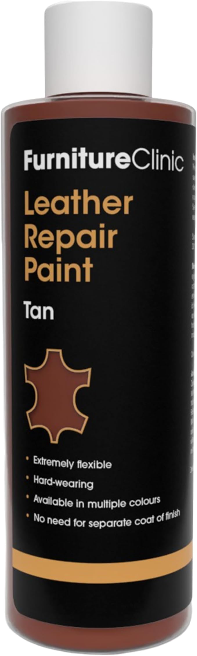 Furniture Clinic Leather Repair Paint | 2-in-1 Seal and Color | Use on Scratches, Tears, and Holes in Car Seats, Furniture | Quick and Easy Leather Repair Kit for Furniture (Tan, 250ml / 8.5oz)
