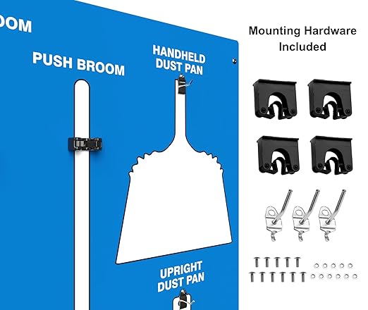Clean & Sweep 5S Shadow Board/Wall Mount Broom Holder, 68" x 30" Board, 5S Cleaning Station - Board Only, Tools Sold Separately, Made in The USA by AccuformNMC, Blue/White, PSB614BUWT