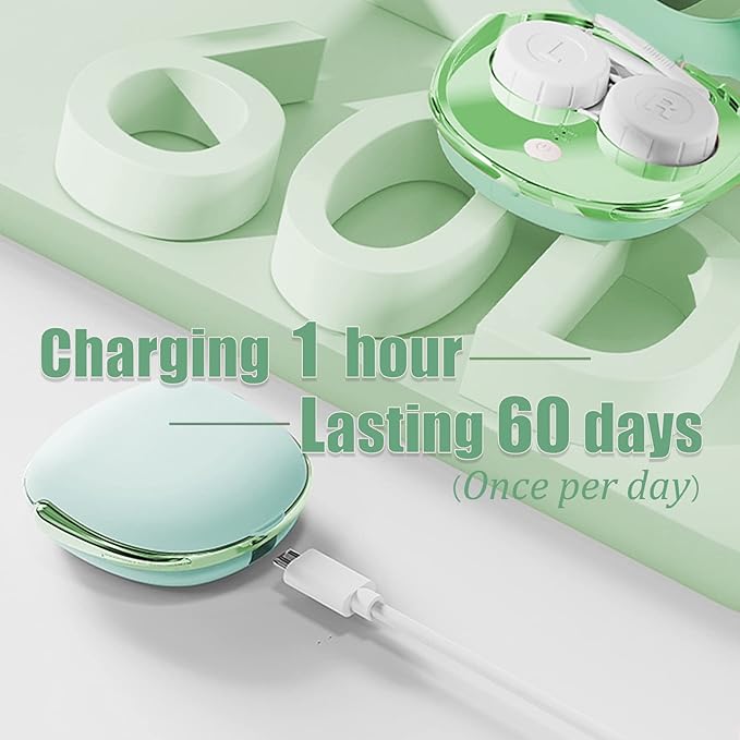 Vastsoon Portable Ultrasonic Contact Lens Cleaning Machine with USB Charger and Solution Soak Case Kit for Soft, Colored, Hard, RGP, and OK Lenses