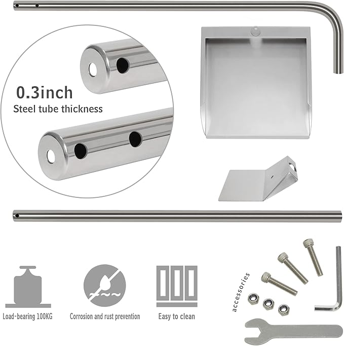 Stainless Steel Pooper Scoopers Set,33.4 ‘’ Dustpan and Spade Poop Scoop Set for Indoor Outdoor Cleaning Easy Wash,Extremely Durable Upright Standing Garbage Shovel for Pet Waste Cleanup
