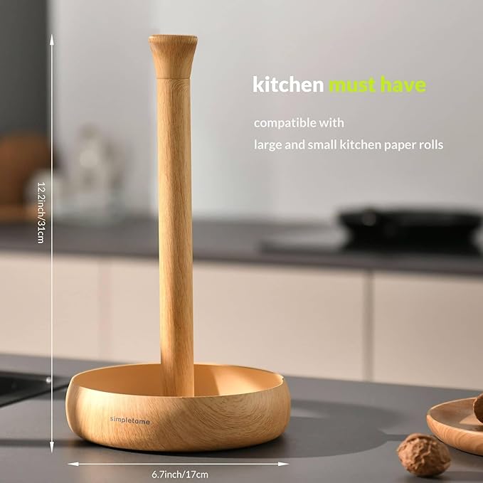 simpletome Heavy Duty Paper Towel Holder Countertop Prevent Kitchen Paper from Unraveling (Wood Grain)