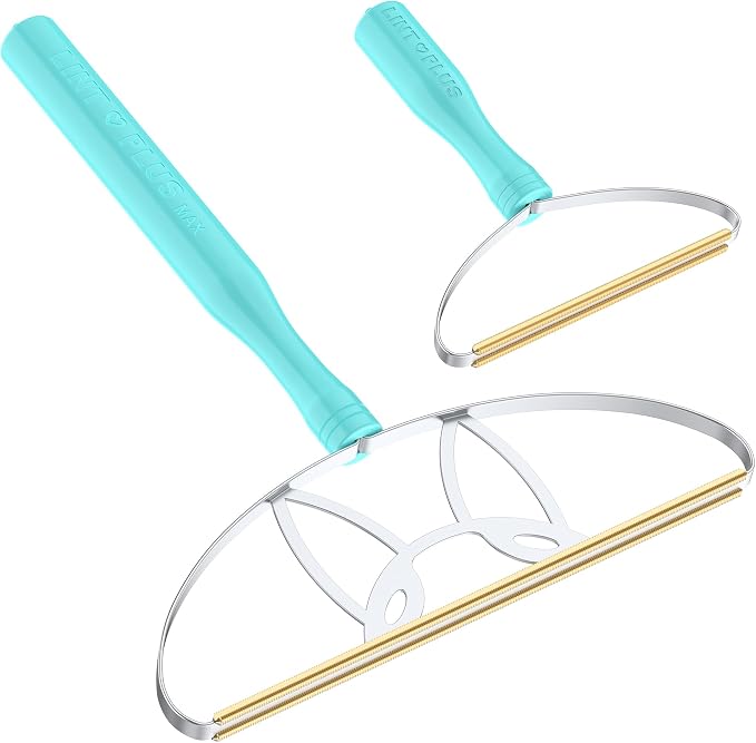 LINTPLUS Pet Hair Remover Kit (Max + Pro 2-Pack) – Oversized Carpet Rake for Large Areas & Compact Scraper for Furniture, Cars & Stairs, Heavy-Duty Copper Blade Set for Dog & Cat Hair