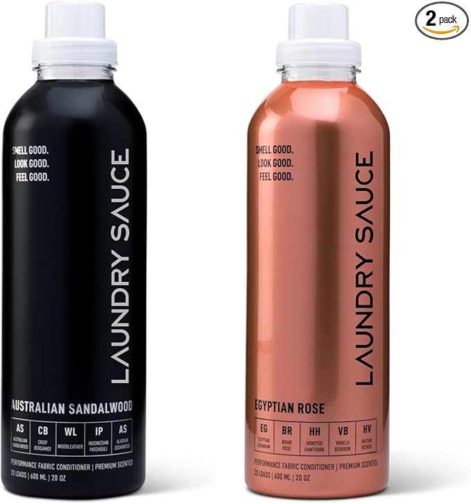 Laundry Sauce - 02 Sets of Luxury Scented Laundry Fabric Softener Bundle (Australian Sandalwood and Egyptian Rose), Premium Laundry Fabric Softener with High-End, Sophisticated Fragrances