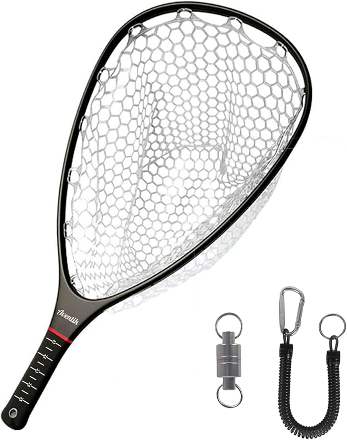 Aventik Fly Floating Fishing Net Carbon Fiber Landing Trout Net Light Weight Clear Rubber Ghost Net Catch & Release