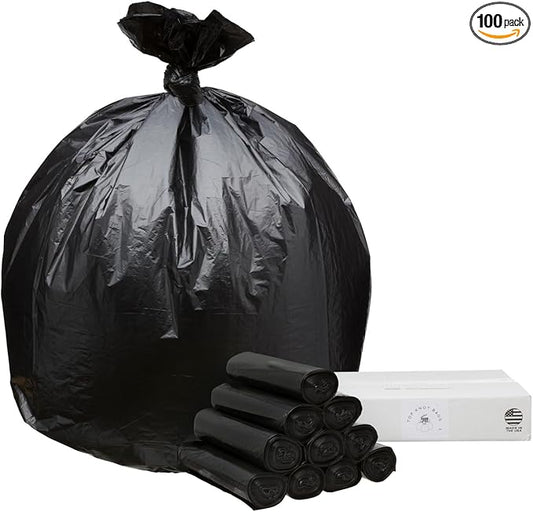 Top Knot Bags 45 Gallon Garbage Trash Bag 40X46" 1.2 Mil Black 100 Count Can Liner Bulk 40 Gallon 41 Gallon 42 Gallon 43 Gallon 44 Gallon Made in USA