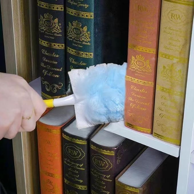 40 Count Duster Refills 360° Heavy Duty Duster Refills ，Compatible with Swiffer Duster， Dusters for Cleaning Home Unscented Disposable Dusters (Blue) (2 Short Handle)