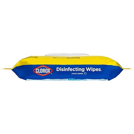 Clorox Disinfecting Cleaning Wipes Flex Pack, Bleach Free, Crisp Lemon, 75 Count (Pack May vary)