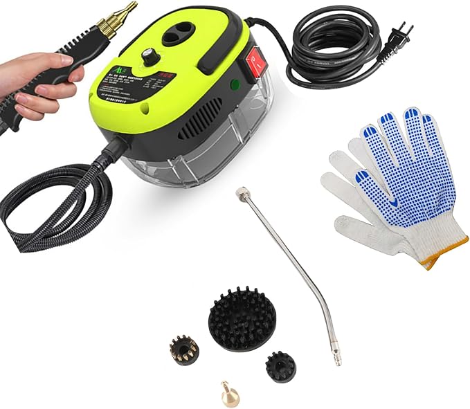 Steam Cleaner, 2500W Portable Steam Cleaner, High Temperature Pressurized Steam Cleaner Carpet Cleaner Machine for Deep Cleaning Floors, Car, Upholstered Furniture, Bathroom, Windows and More (Yellow)