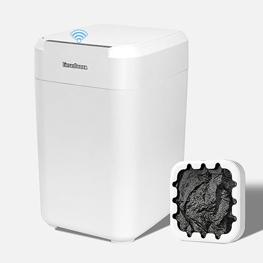 4.5 Gallon Smart Self-Sealing & Self-Changing Trash Can, 17L Automatic Motion Sensor Garbage Bin with Lid, Touchless Electric Wastebasket for Bathroom, Bedroom, and Office - White