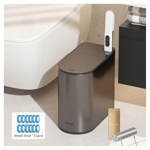 Bathroom Trash Can and Toilet Brush Set
