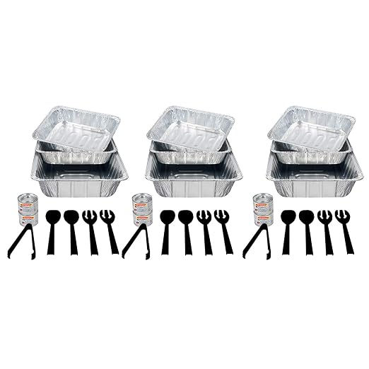 Party Essentials 30 Piece Party Serving Refill Kit, Includes Aluminum pans, Fuel and Serving Utensils (N30)
