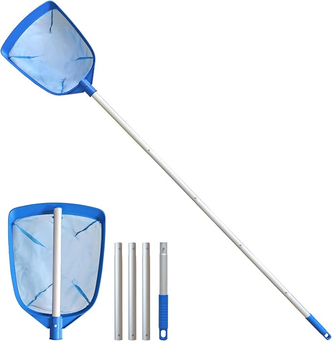 Poolvio Pool Skimmer Net with Telescopic Pole and Pool Brush